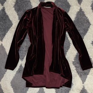 Susan Graver burgundy velvet cardigan size XS